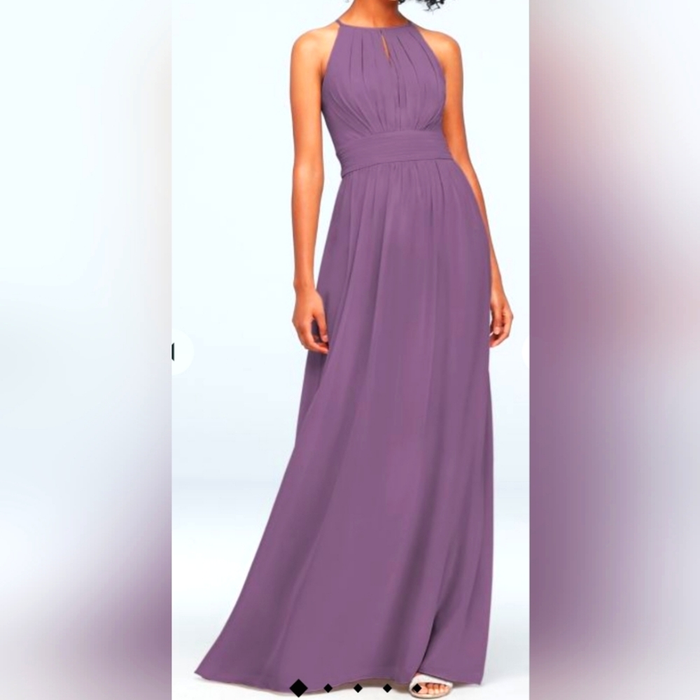 David's Bridal Wisteria High Neck Chiffon Bridesmaid Dress...